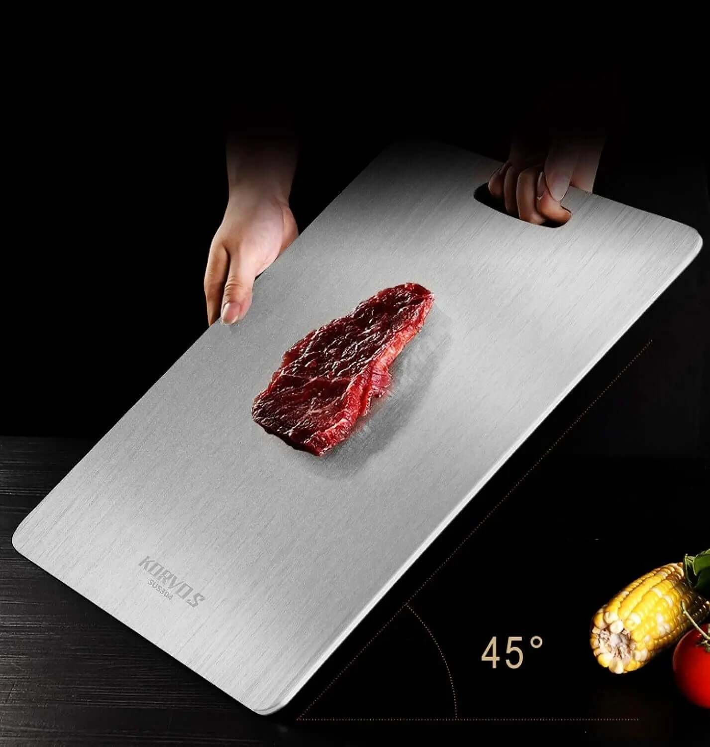 304 Food-Grade Stainless Steel Cutting Board for Meat, Cheese, and Vegetables - Extra Large, Easy to Clean-Allen Cozy Haven Store