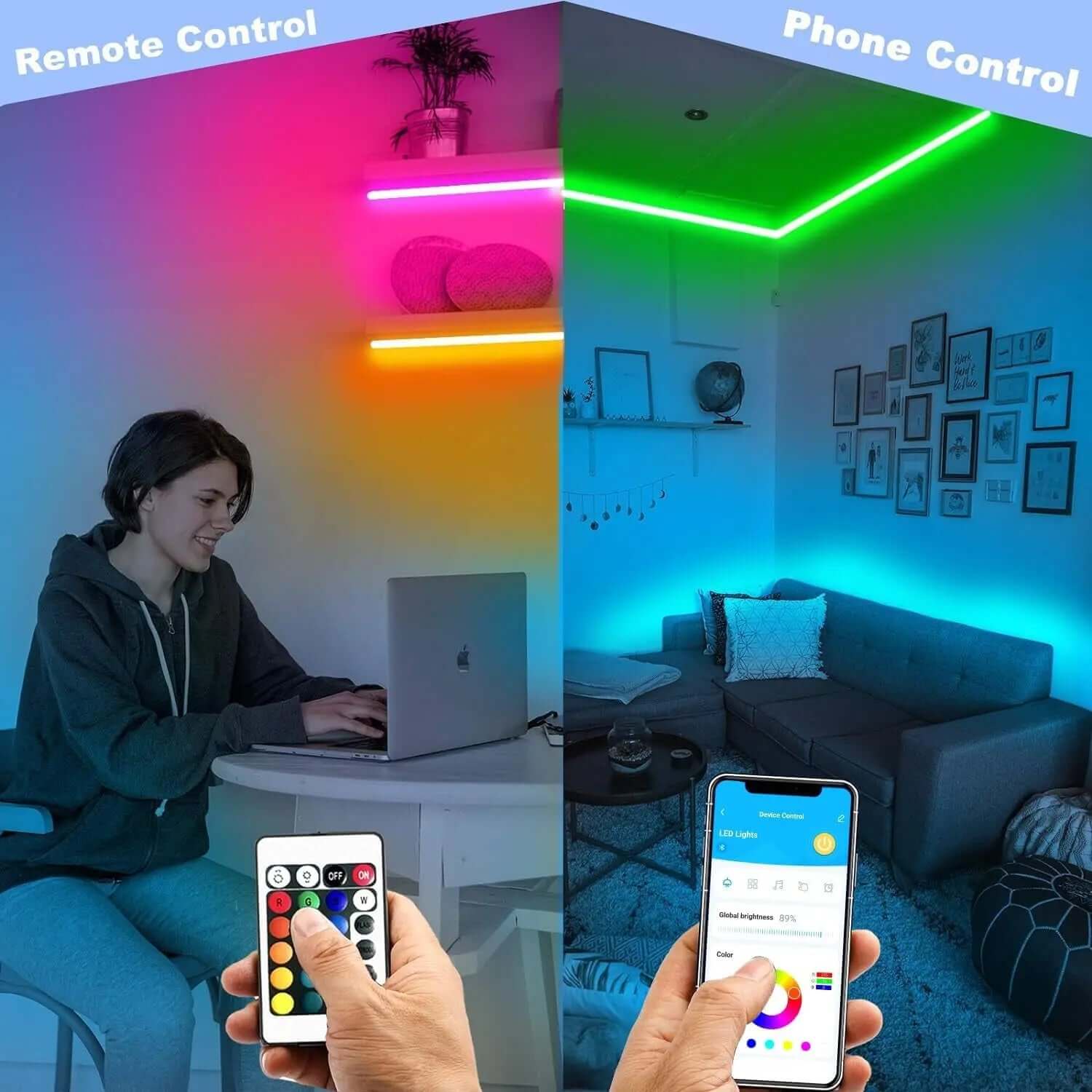 Smart LED Strip Lights: Utilize your smartphone to configure and operate the lights-Allen Cozy Haven Store