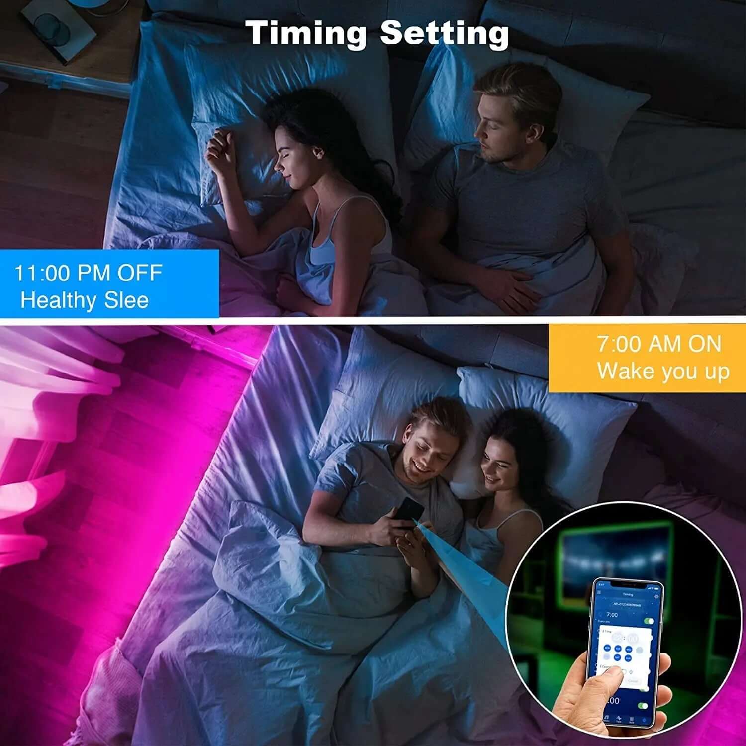 Smart LED Strip Lights: Utilize your smartphone to configure and operate the lights-Allen Cozy Haven Store