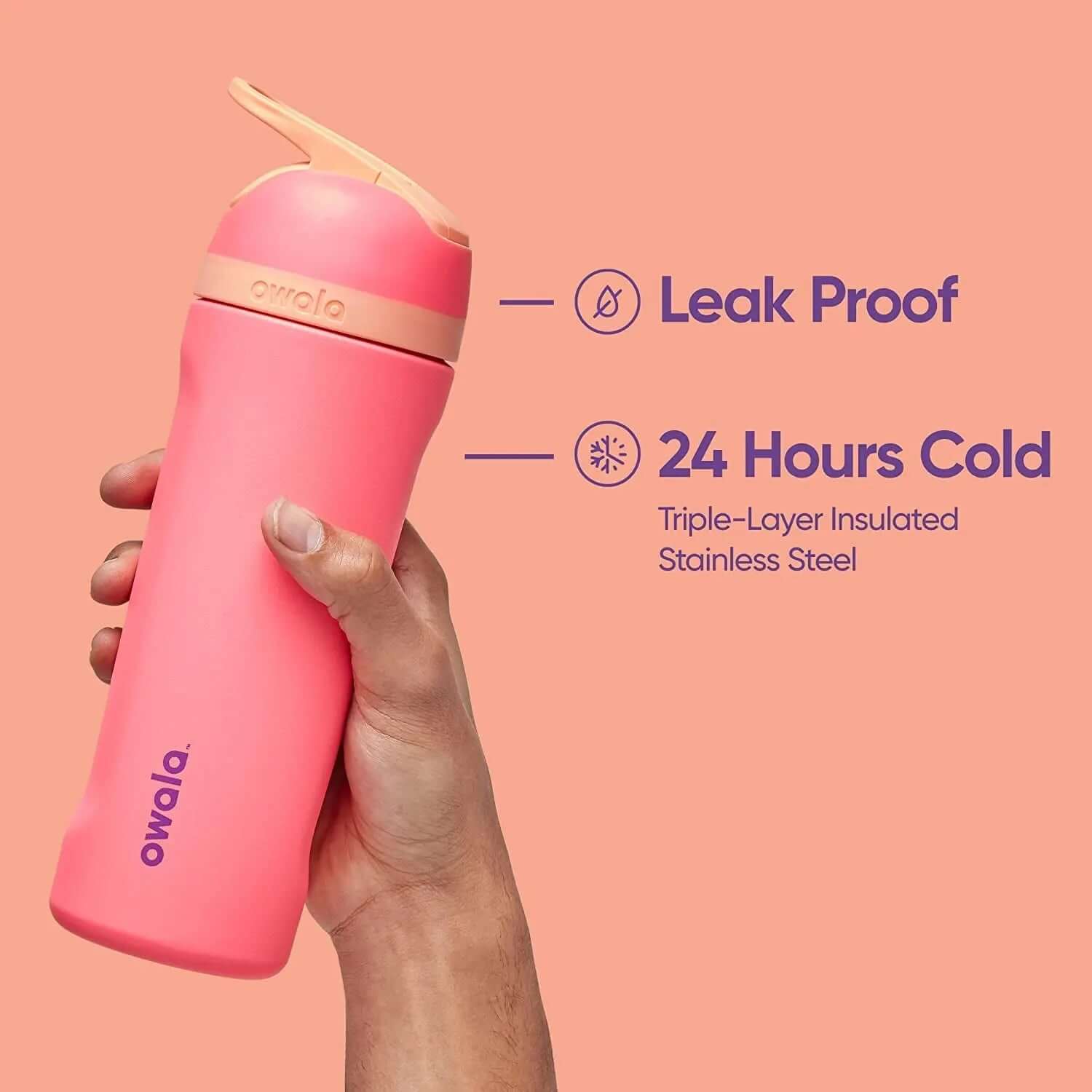 32-Ounce Insulated Stainless Steel Water Bottle with Straw and Locking Lid - Hint of Grape-Allen Cozy Haven Store