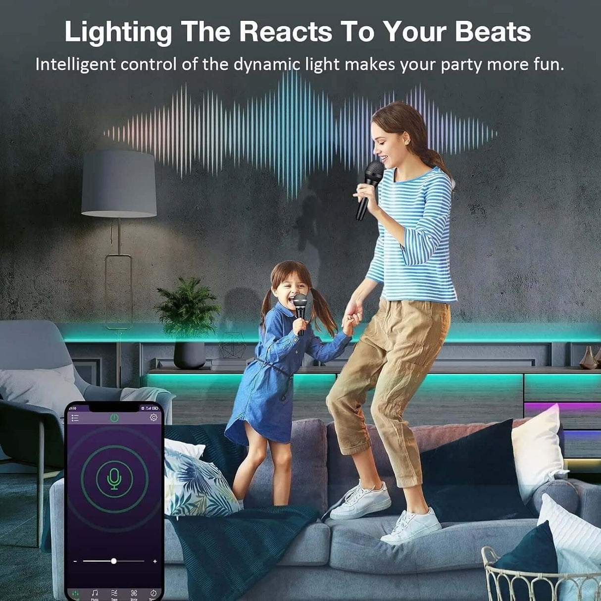 50 Ft Ultra Long 5050 RGB LED Strip Lights for Bedroom - Smart Music Sync, Color Changing with Bluetooth App & Remote Control for Home-Allen Cozy Haven Store