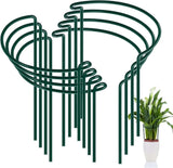 6-Pack Metal Garden Plant Support Stakes - 10" Wide x 16" High Green Half-Round Support Rings for Potted Plants, Ideal for Tomatoes and Hydrangeas-Allen Cozy Haven Store