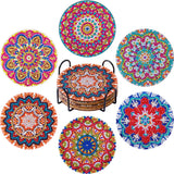 6-Piece Mandala Diamond Painting Coaster Set with Holder - Art Kits-Allen Cozy Haven Store