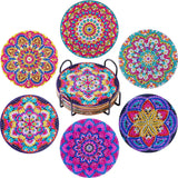 6-Piece Mandala Diamond Painting Coaster Set with Holder - Art Kits-Allen Cozy Haven Store