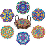 6-Piece Mandala Diamond Painting Coaster Set with Holder - Art Kits-Allen Cozy Haven Store