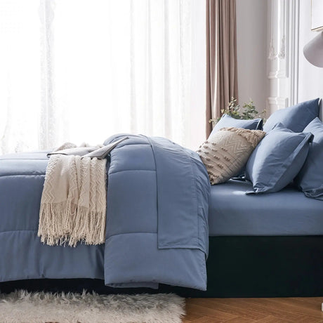 7 Piece Bed In A Bag Comforter Set Queen, Stylish solid geometry   Comforter And Sheet,Pillowcase Set, ideal gift Allen Cozy Haven Store