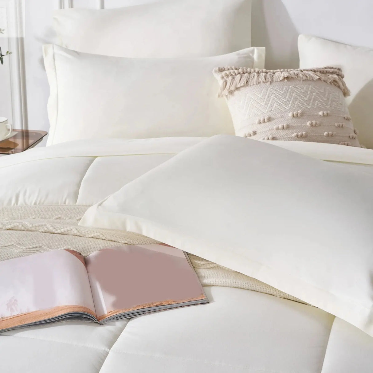 7 Piece Bed In A Bag Comforter Set Queen, Stylish solid geometry   Comforter And Sheet,Pillowcase Set, ideal gift Allen Cozy Haven Store