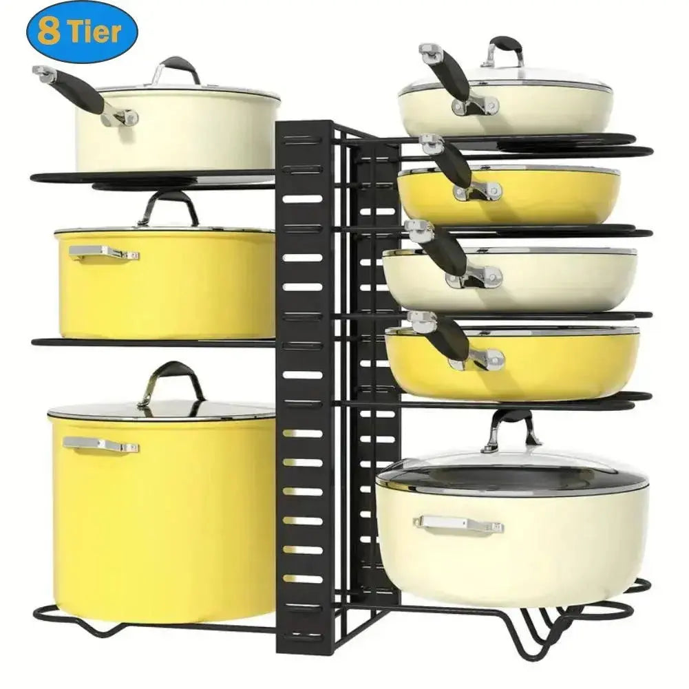 8-Tier Pot and Pan Organizer Rack with Lid Storage for Kitchen organization - Upgraded Cookware Organizer and Storage Solution-Allen Cozy Haven Store