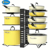 8-Tier Pot and Pan Organizer Rack with Lid Storage for Kitchen organization - Upgraded Cookware Organizer and Storage Solution-Allen Cozy Haven Store