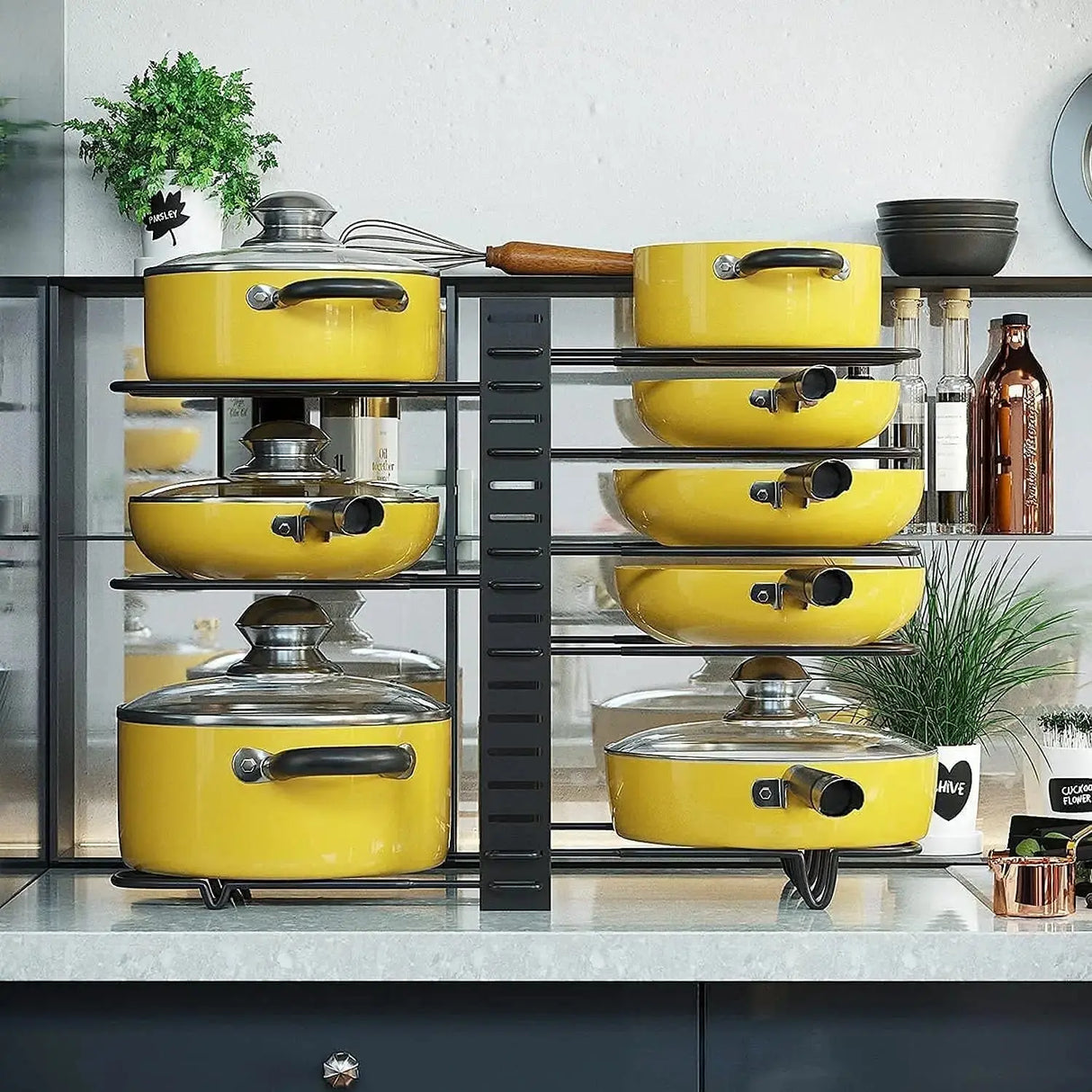 8-Tier Pot and Pan Organizer Rack with Lid Storage for Kitchen organization - Upgraded Cookware Organizer and Storage Solution-Allen Cozy Haven Store