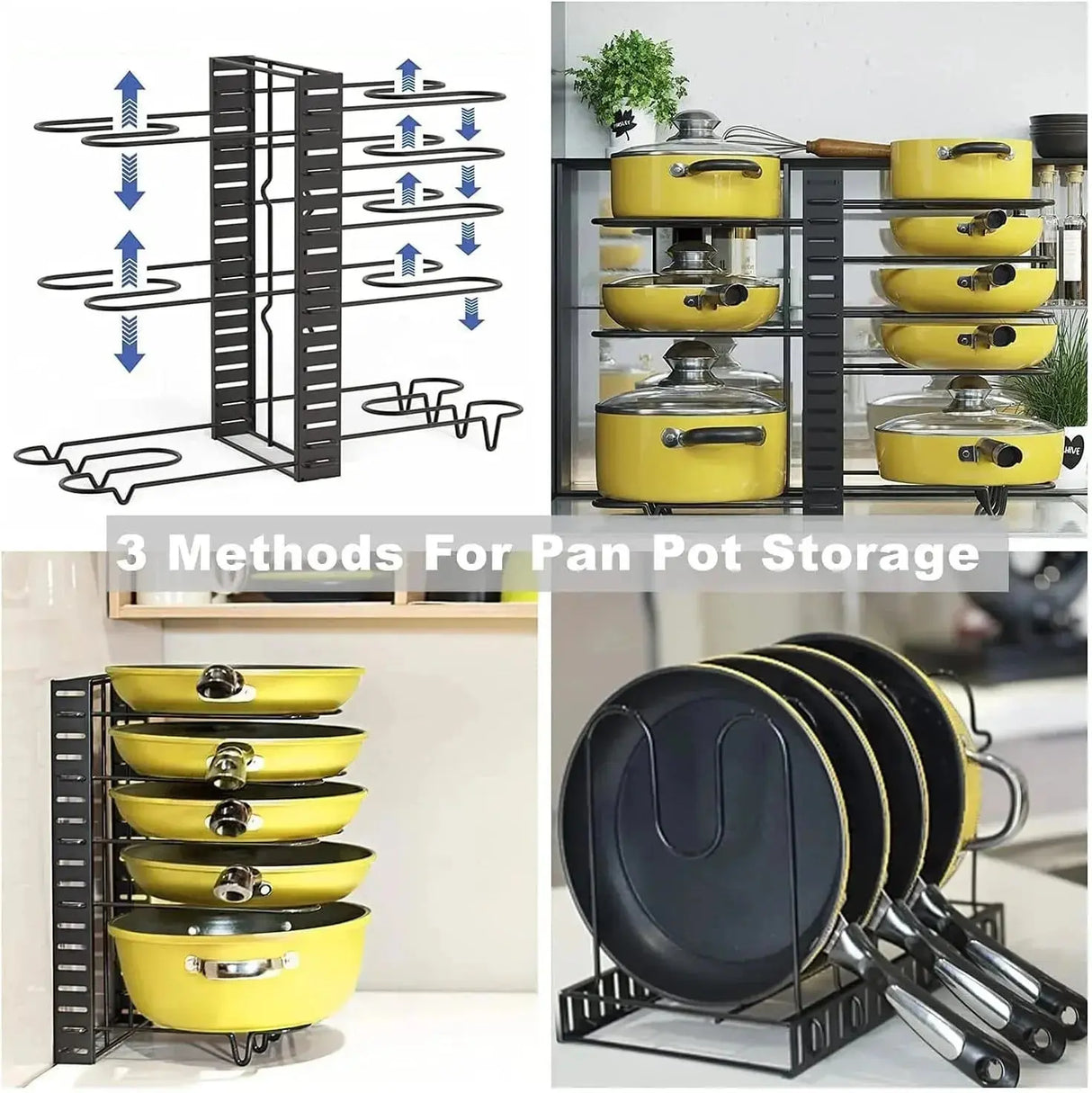 8-Tier Pot and Pan Organizer Rack with Lid Storage for Kitchen organization - Upgraded Cookware Organizer and Storage Solution-Allen Cozy Haven Store