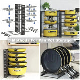 8-Tier Pot and Pan Organizer Rack with Lid Storage for Kitchen organization - Upgraded Cookware Organizer and Storage Solution-Allen Cozy Haven Store