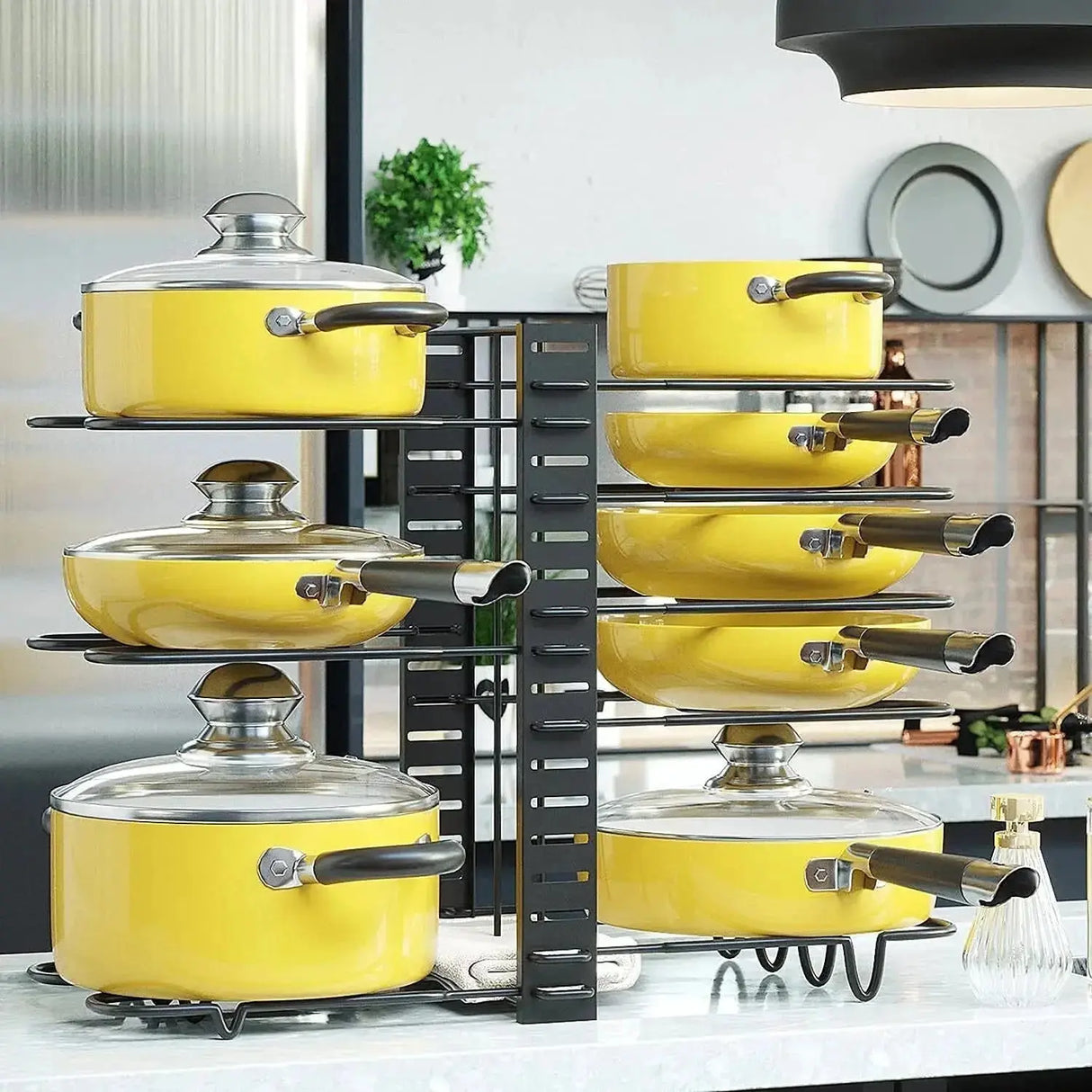 8-Tier Pot and Pan Organizer Rack with Lid Storage for Kitchen organization - Upgraded Cookware Organizer and Storage Solution-Allen Cozy Haven Store