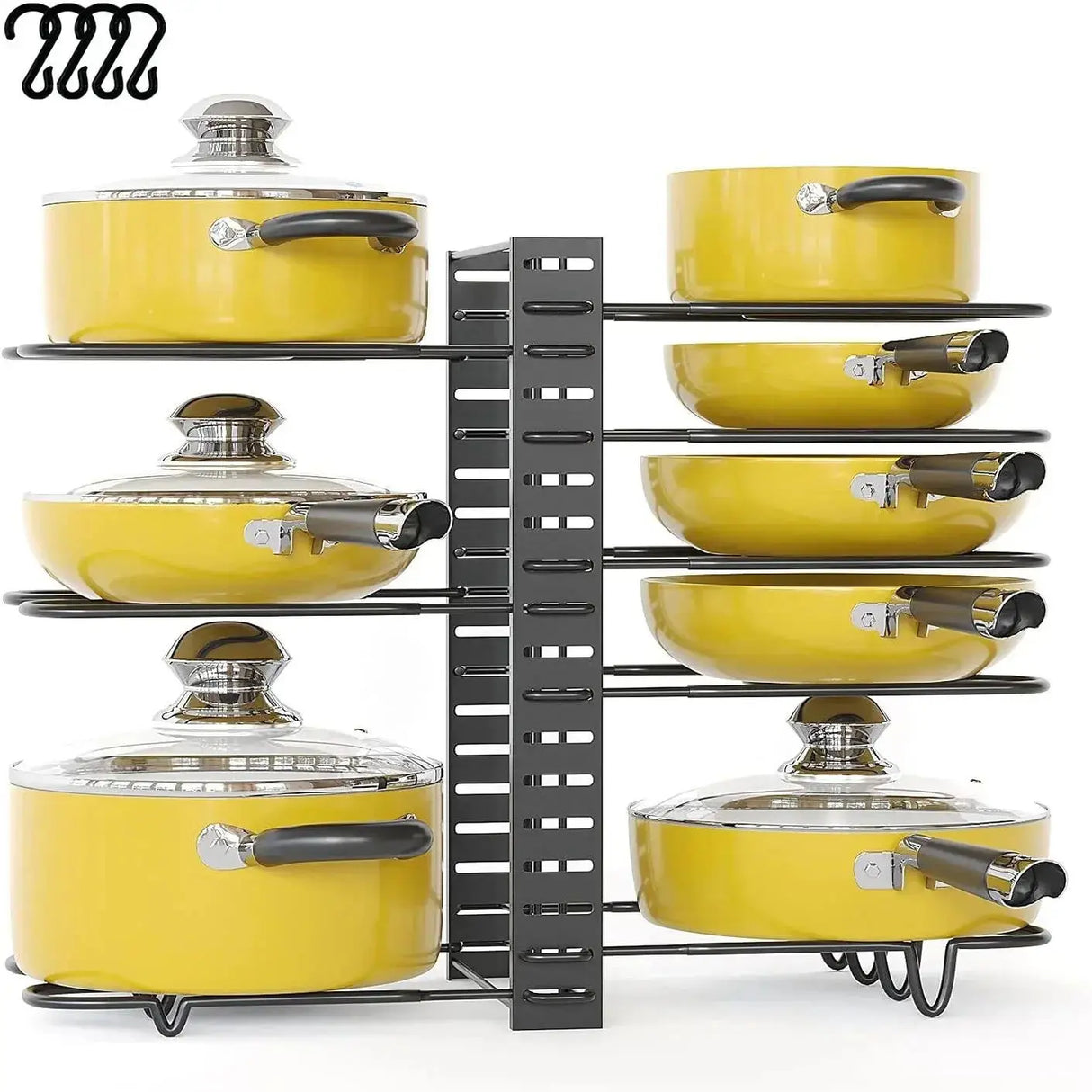 8-Tier Pot and Pan Organizer Rack with Lid Storage for Kitchen organization - Upgraded Cookware Organizer and Storage Solution-Allen Cozy Haven Store
