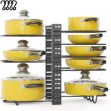 8-Tier Pot and Pan Organizer Rack with Lid Storage for Kitchen organization - Upgraded Cookware Organizer and Storage Solution-Allen Cozy Haven Store