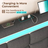 ADORNEVE Queen LED Bed Frame with 4 Drawers and 2 USB Charging Station, Upholstered Platform Queen Size Bed Frame with LED Light Allen Cozy Haven Store