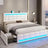 ADORNEVE Queen LED Bed Frame with 4 Drawers and 2 USB Charging Station, Upholstered Platform Queen Size Bed Frame with LED Light Allen Cozy Haven Store