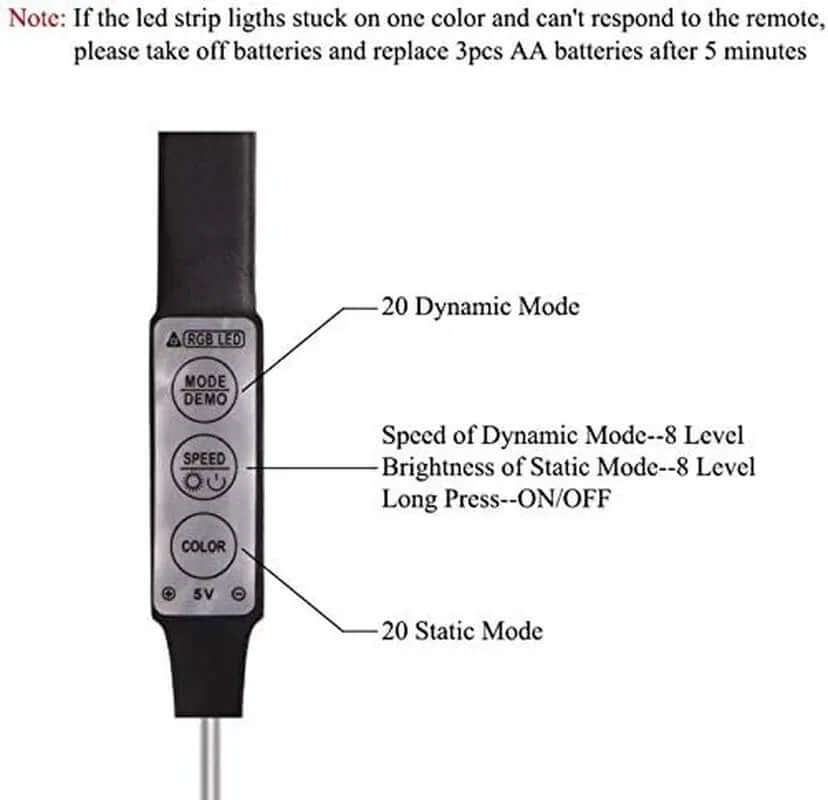 Battery-Operated Waterproof RGB LED Strip Lights with Mini Controller - 2M (6.56Ft) Multi-Color Changing Rope Lights-Allen Cozy Haven Store