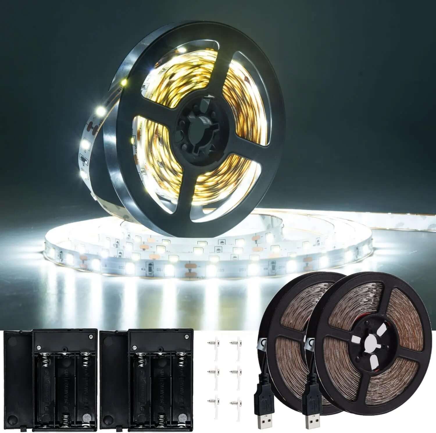 Battery Operated LED Strip Lights - 13.2 Ft Flexible USB Light Strips for Home Décor, DIY Projects, and Special Occasions - Non-Waterproof, Set of 2-Allen Cozy Haven Store