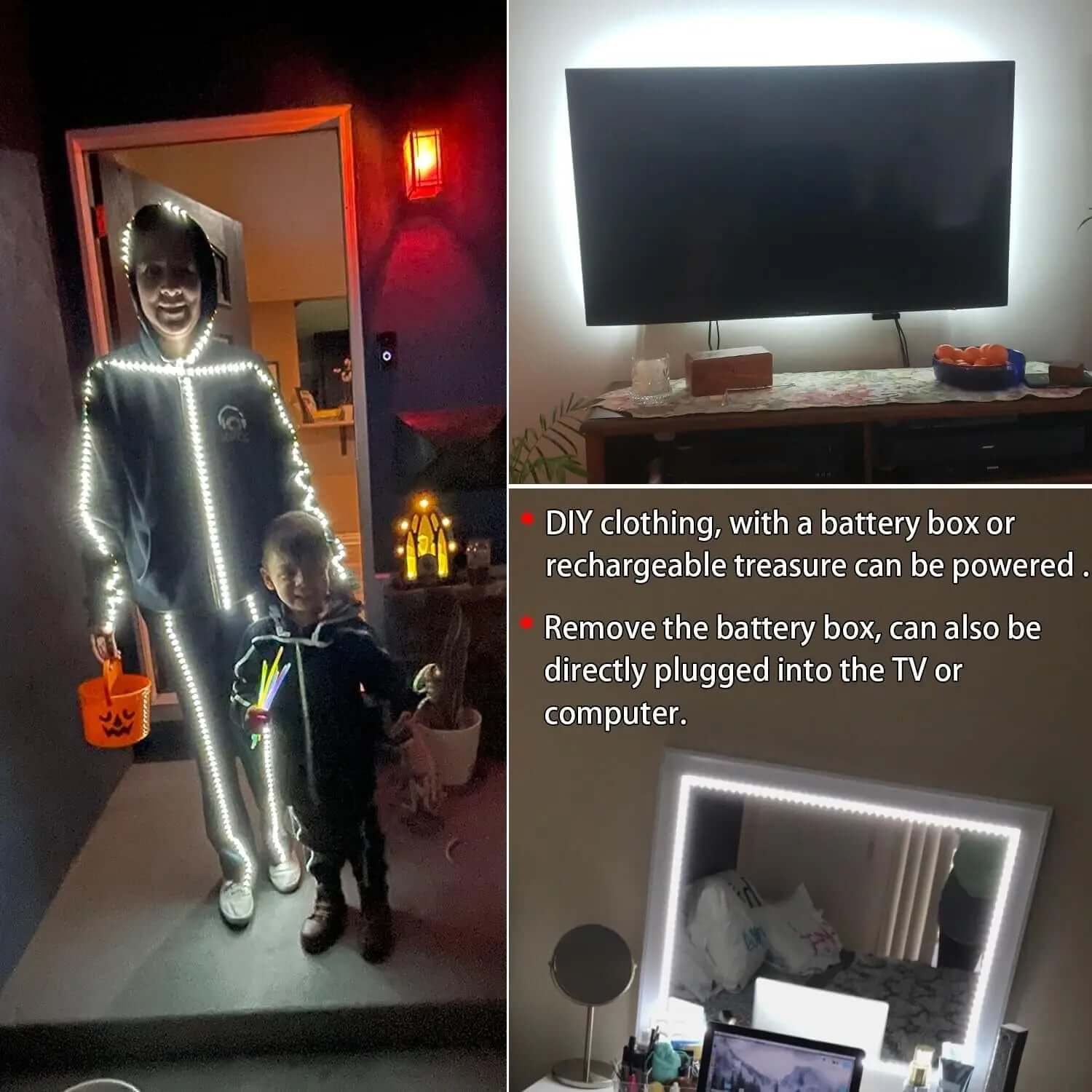 Battery Operated LED Strip Lights - 13.2 Ft Flexible USB Light Strips for Home Décor, DIY Projects, and Special Occasions - Non-Waterproof, Set of 2-Allen Cozy Haven Store