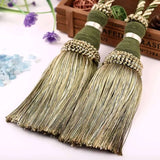 Beaded Curtain Tassel Tiebacks - Set of 2 Rope Holdbacks in Grass Green for Bedroom Decor-Allen Cozy Haven Store