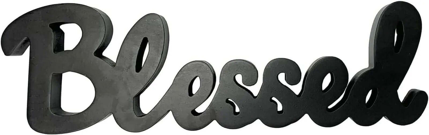 "16'' Black 'Blessed' Cut-Out Block Letters Wooden Home Decor-Allen Cozy Haven Store