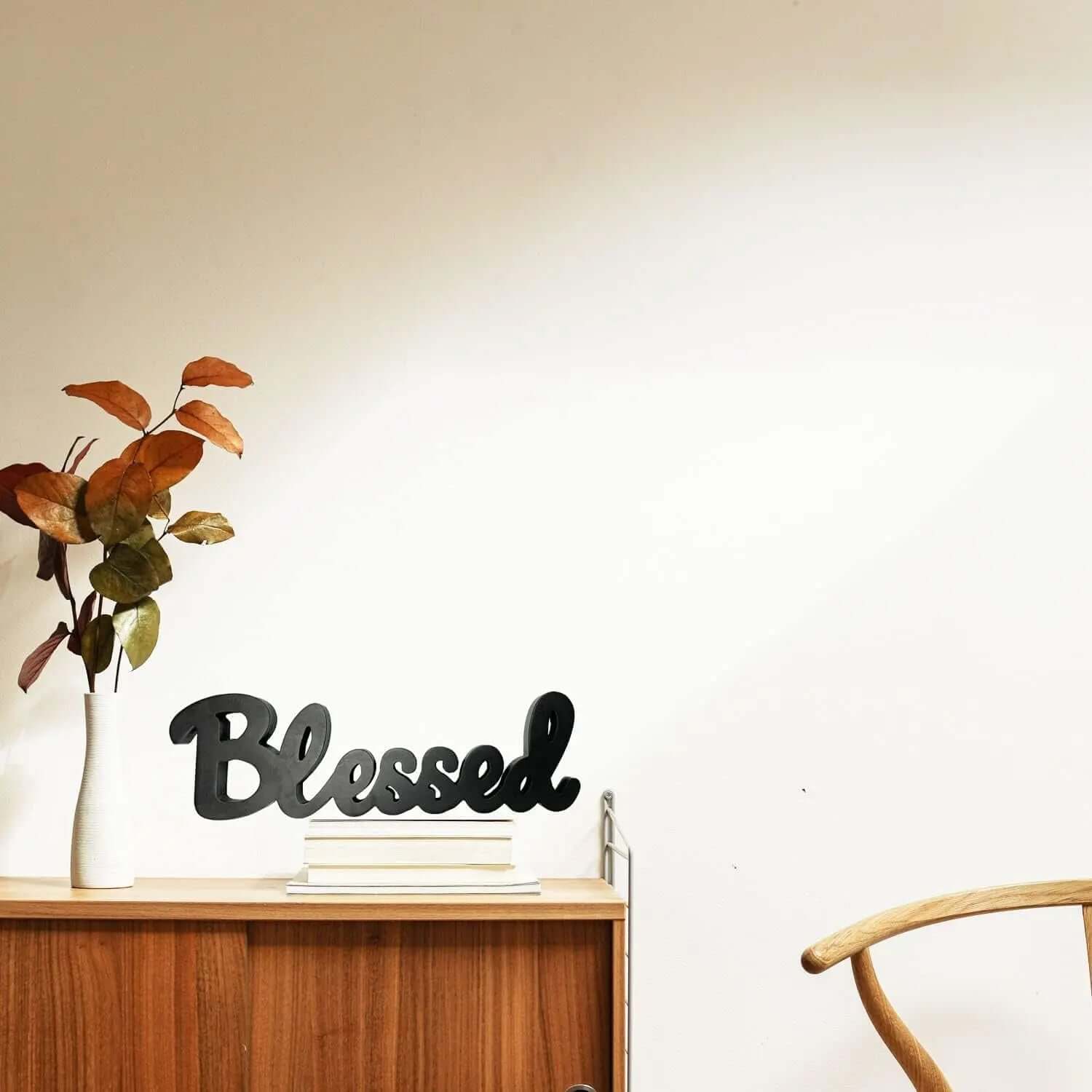 "16'' Black 'Blessed' Cut-Out Block Letters Wooden Home Decor-Allen Cozy Haven Store