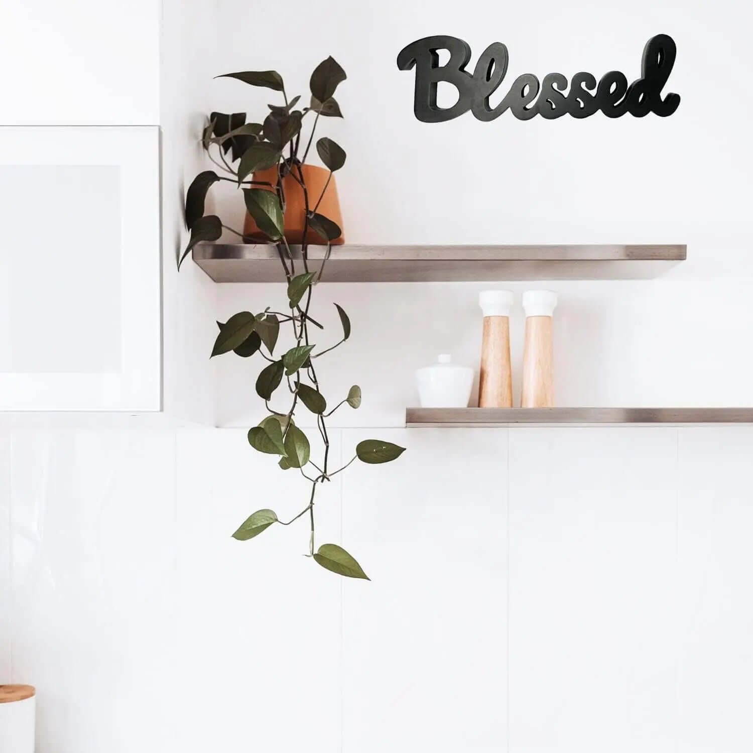 "16'' Black 'Blessed' Cut-Out Block Letters Wooden Home Decor-Allen Cozy Haven Store