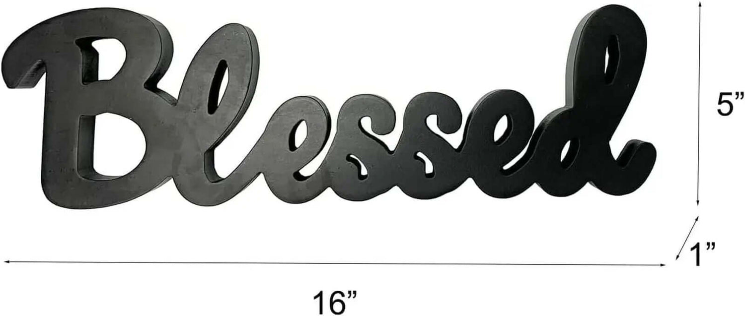 "16'' Black 'Blessed' Cut-Out Block Letters Wooden Home Decor-Allen Cozy Haven Store
