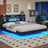 California King Bed Frames,Cal King Bed with Hidden Storage Headboard & LED Light and Charging Station,Floating Bed Frame No Box Allen Cozy Haven Store