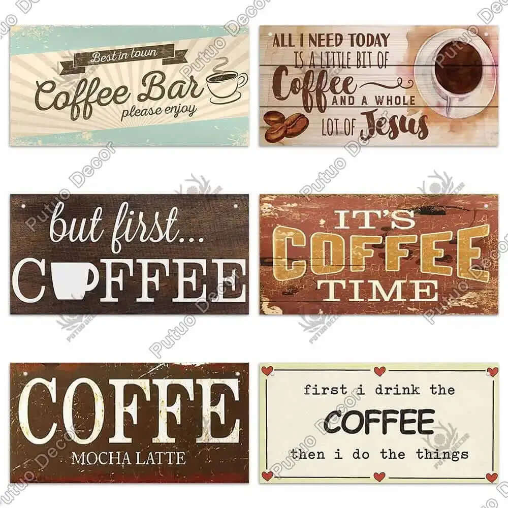 Coffee Wooden Hanging Signs Decorative Plaques Door Wooden Plaque in Home Decor Cafe Kitchen Hanging Home Decor-Allen Cozy Haven Store