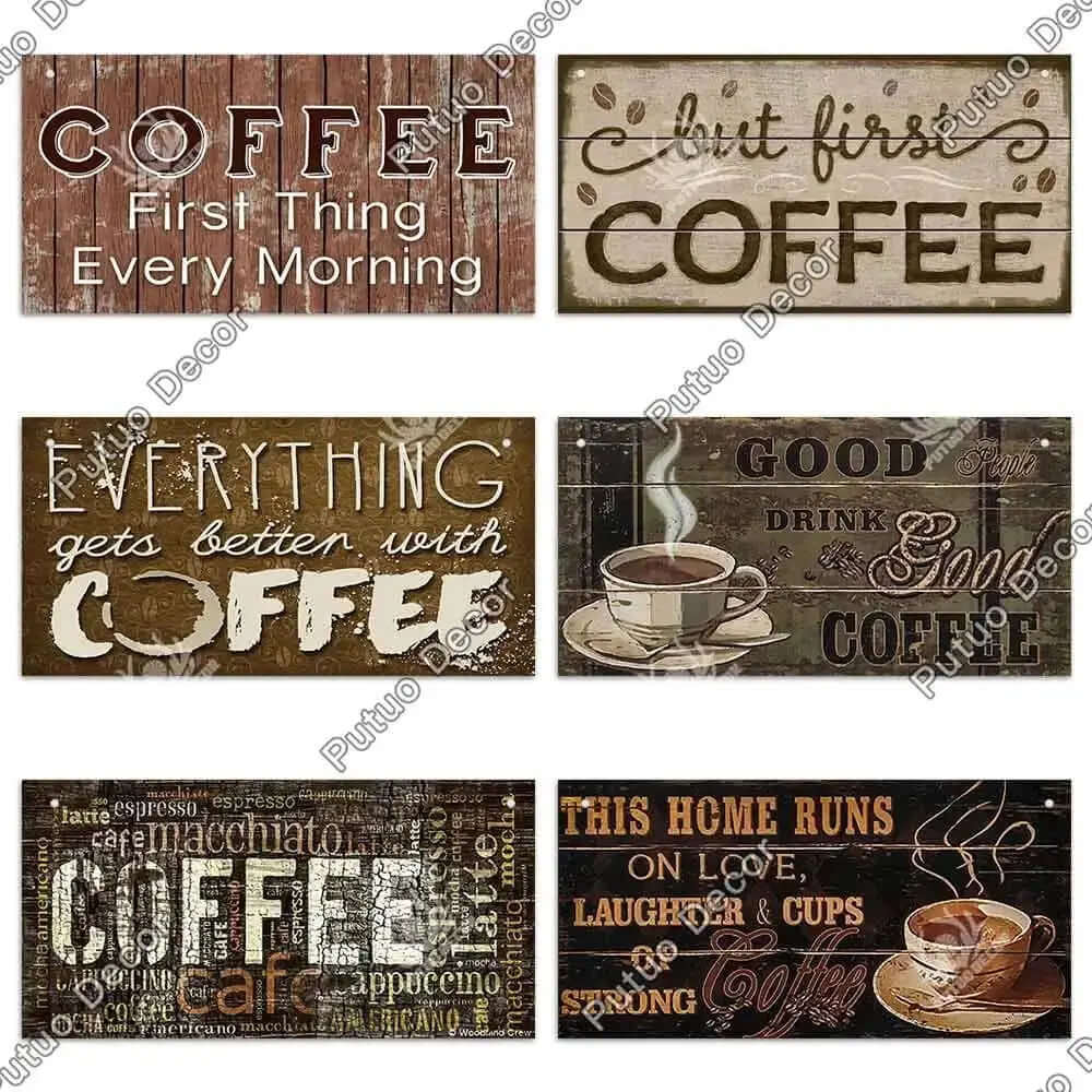 Coffee Wooden Hanging Signs Decorative Plaques Door Wooden Plaque in Home Decor Cafe Kitchen Hanging Home Decor-Allen Cozy Haven Store