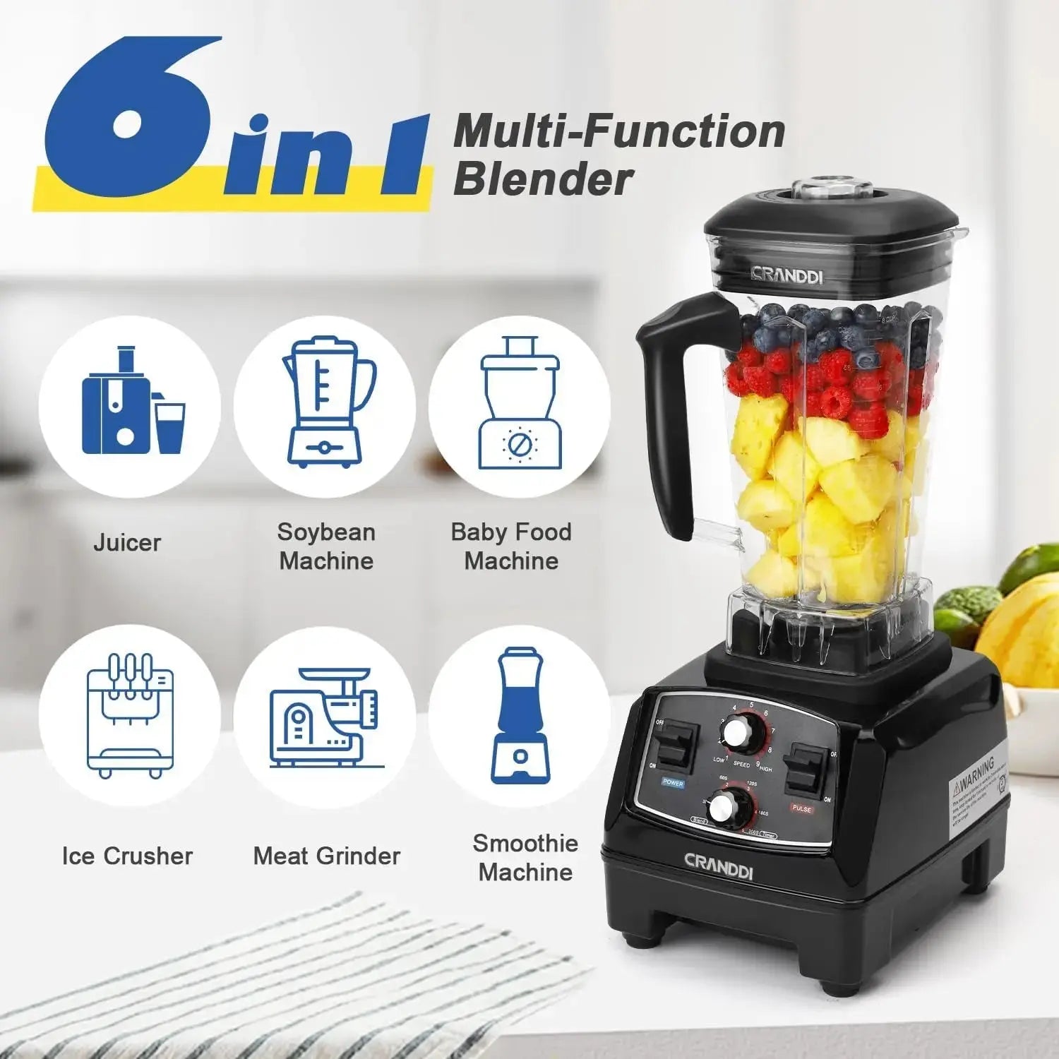 Commercial Blender with Timer, 70oz Capacity with 1500W-Allen Cozy Haven Store