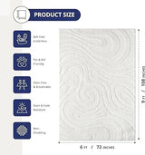 Cozy Cream Area Rug For Living Room, Bedroom - Swirl Waves Pattern - 6' X 9' - Durable & Easy To Clean Allen Cozy Haven Store