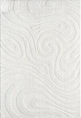 Cozy Cream Area Rug For Living Room, Bedroom - Swirl Waves Pattern - 6' X 9' - Durable & Easy To Clean Allen Cozy Haven Store