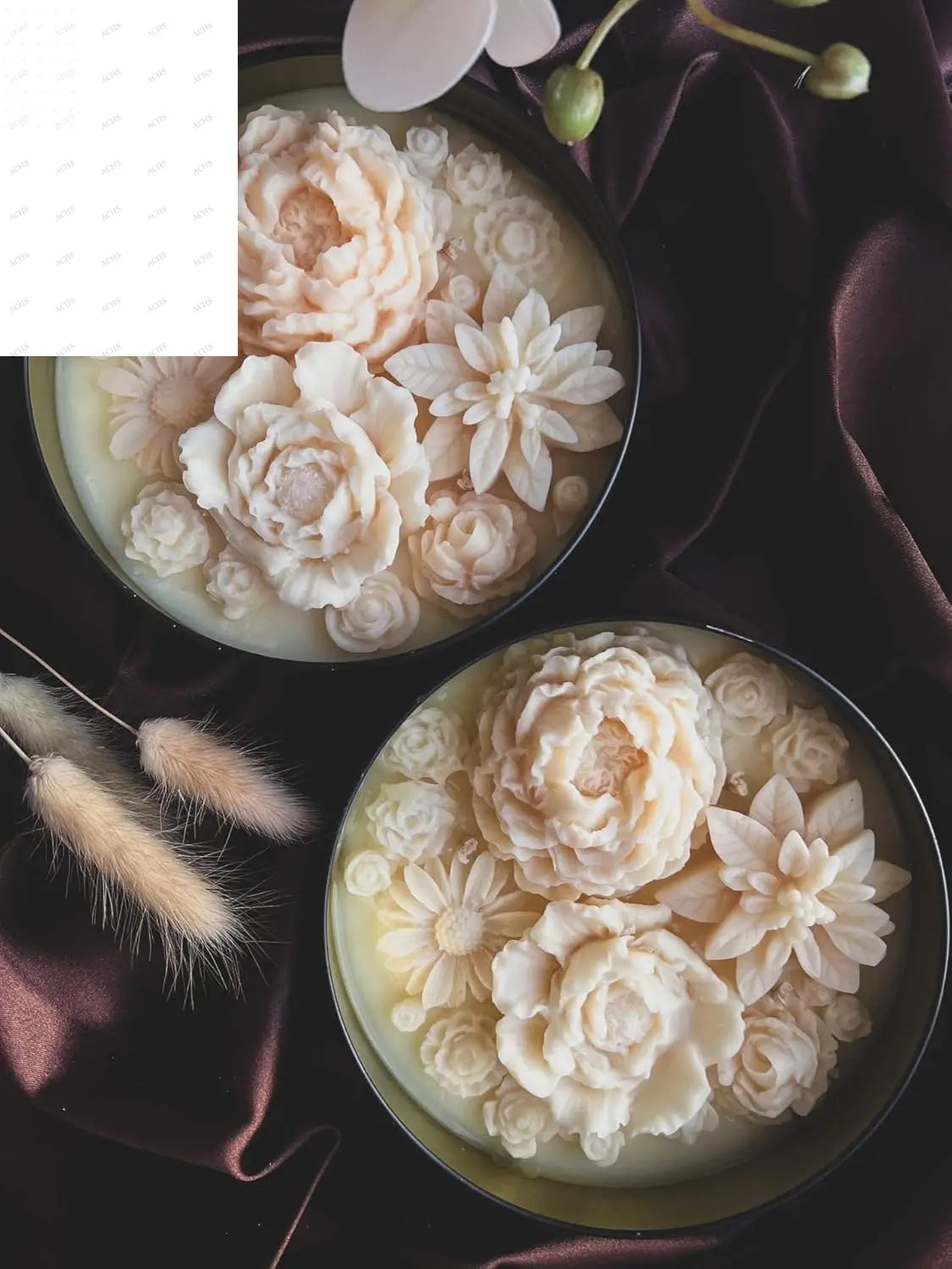 Custom Scented Flower Candle - 12 Oz, 4-Wick Soy Candle in Apple Harvest, Black Matte Finish, Ideal for Weddings, Holidays, Housewarmings, and Home Decor with Gift Wrapping Option Agaboo Candles