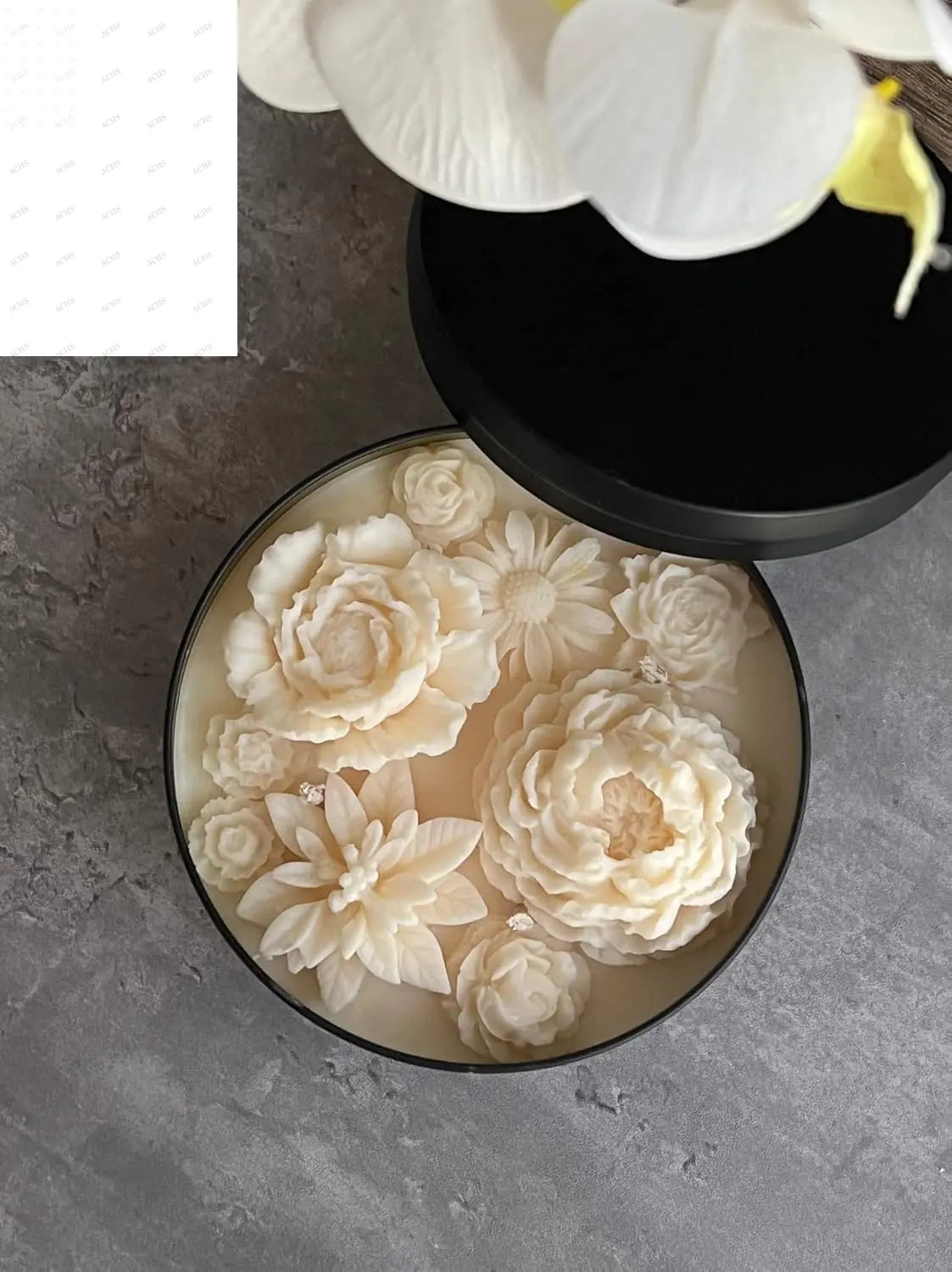 Custom Scented Flower Candle - 12 Oz, 4-Wick Soy Candle in Apple Harvest, Black Matte Finish, Ideal for Weddings, Holidays, Housewarmings, and Home Decor with Gift Wrapping Option Agaboo Candles