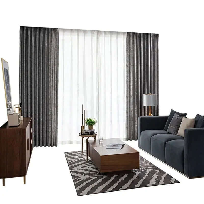 Custom Luxury Leaf Jacquard Blackout Curtains for Living, Dining, and Bedroom - Floor-to-Ceiling Sophistication-Allen Cozy Haven Store