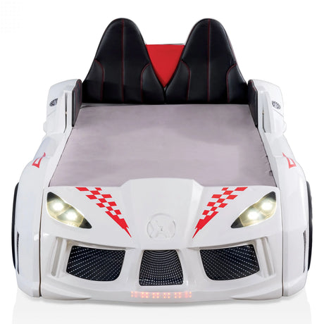 Dash Twin Race Car Bed for Kids with LED Lights and Sound, White Allen Cozy Haven Store