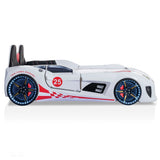 Dash Twin Race Car Bed for Kids with LED Lights and Sound, White Allen Cozy Haven Store