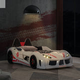 Dash Twin Race Car Bed for Kids with LED Lights and Sound, White Allen Cozy Haven Store
