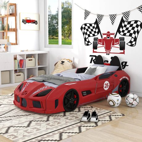 Dash Twin Race Car Bed for Kids with LED Lights and Sound, White Allen Cozy Haven Store