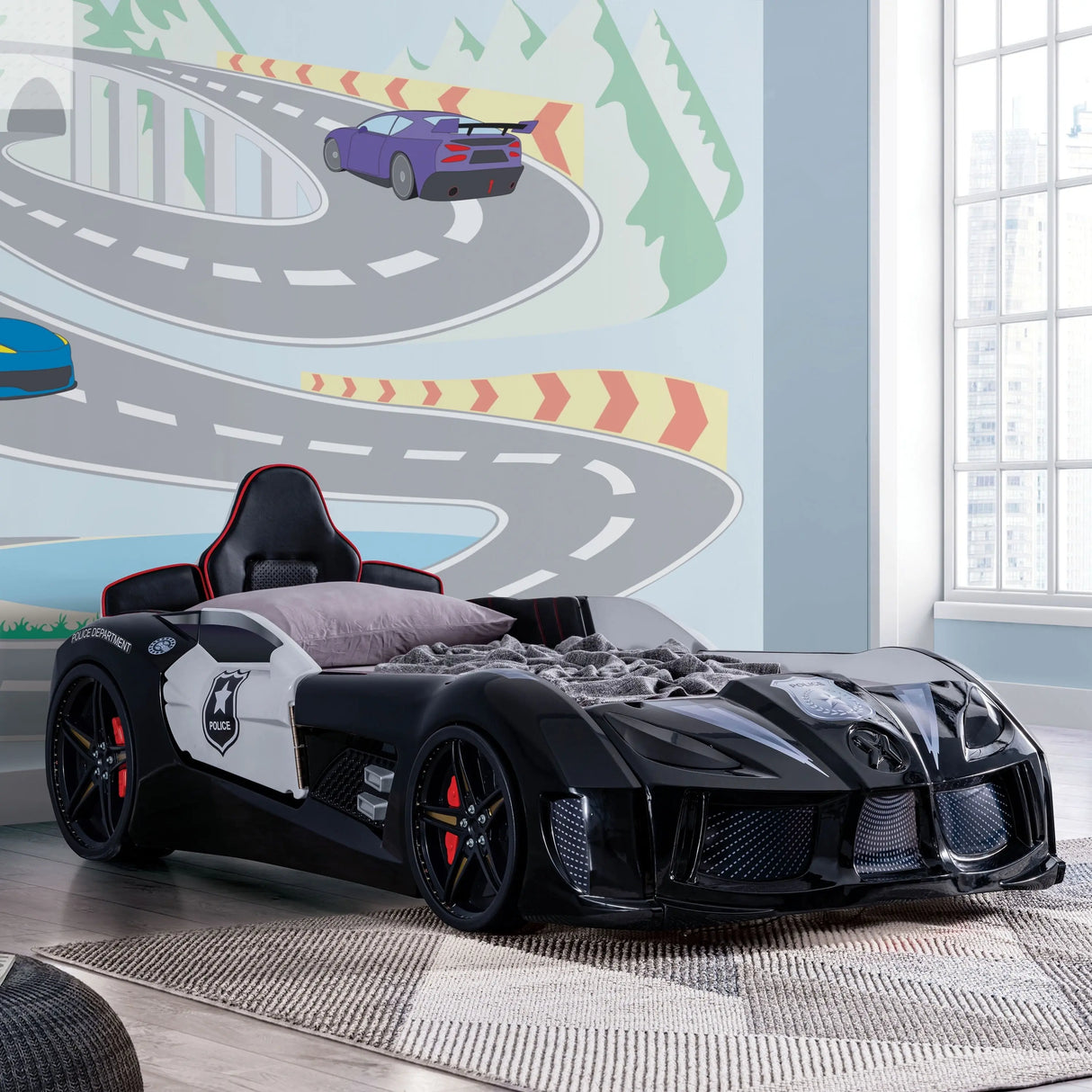 Dash Twin Race Car Bed for Kids with LED Lights and Sound, White Allen Cozy Haven Store