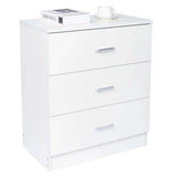 Elegant 3-Drawer White Dresser with Metal Handles for Bedroom Nightstand-Allen Cozy Haven Store