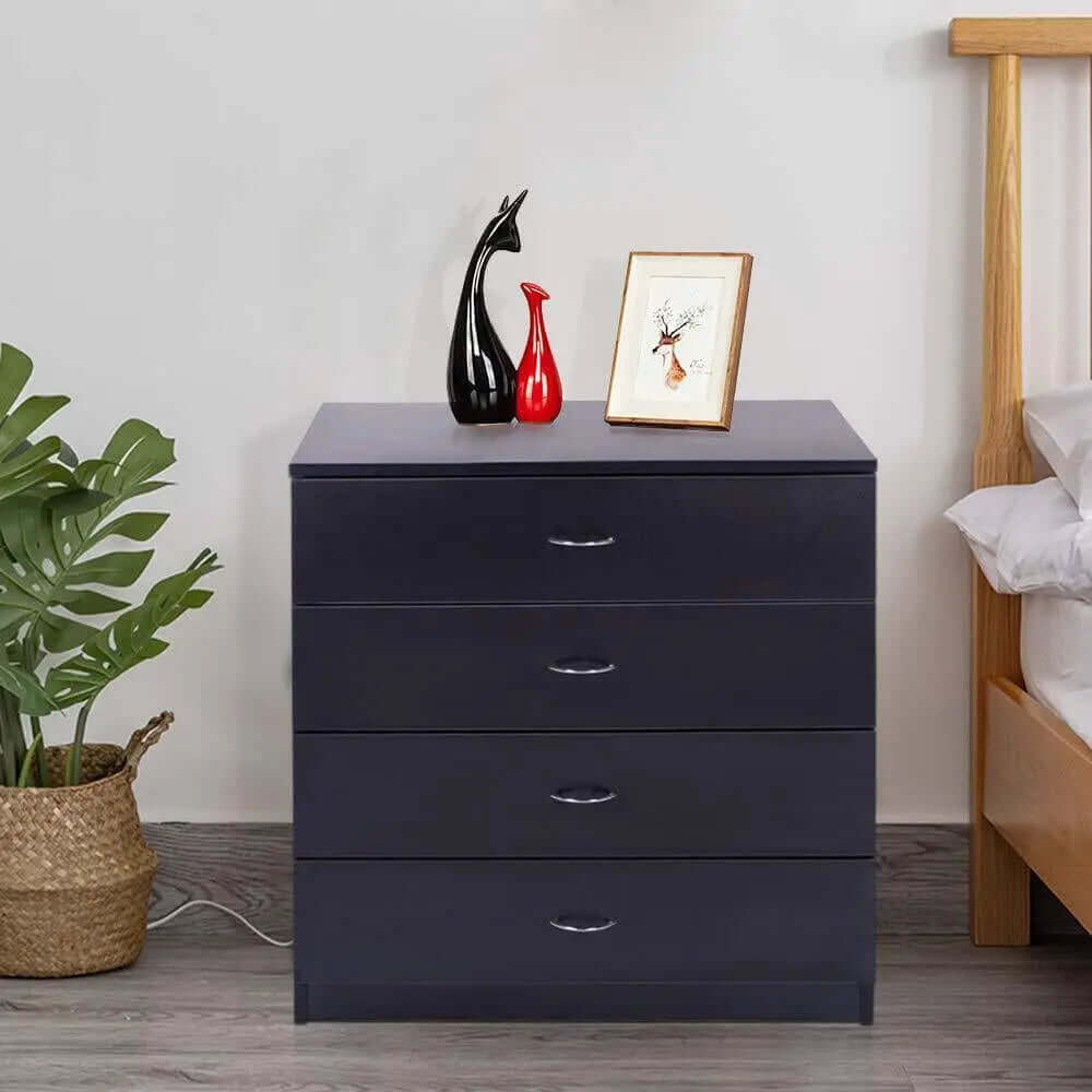 Elegant Black 4-Drawer Chest Dresser for Bedroom Storage-Allen Cozy Haven Store