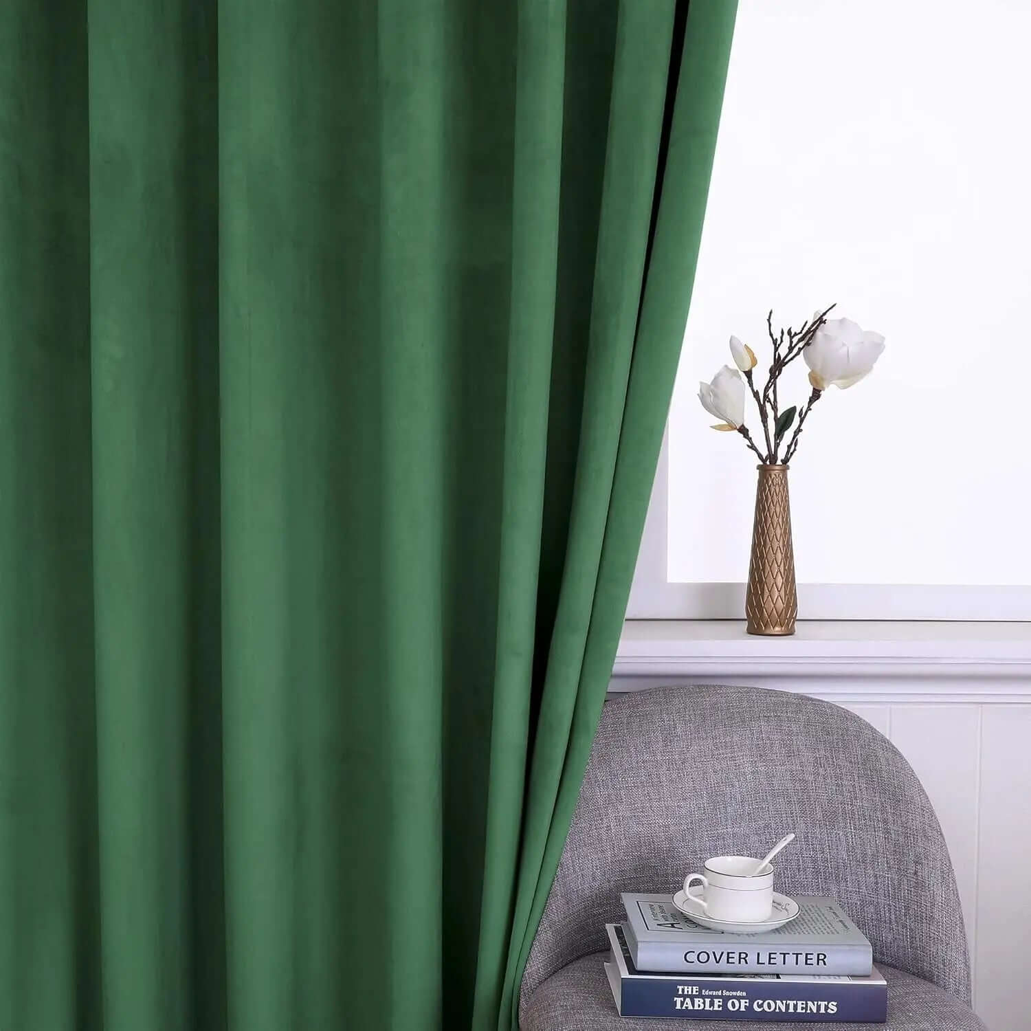 Elegant Green Velvet Blackout Curtains - 84-Inch Thermal Insulated Drapes for Bedroom and Living Room Decor, Grommet Top, Single Panel-Allen Cozy Haven Store