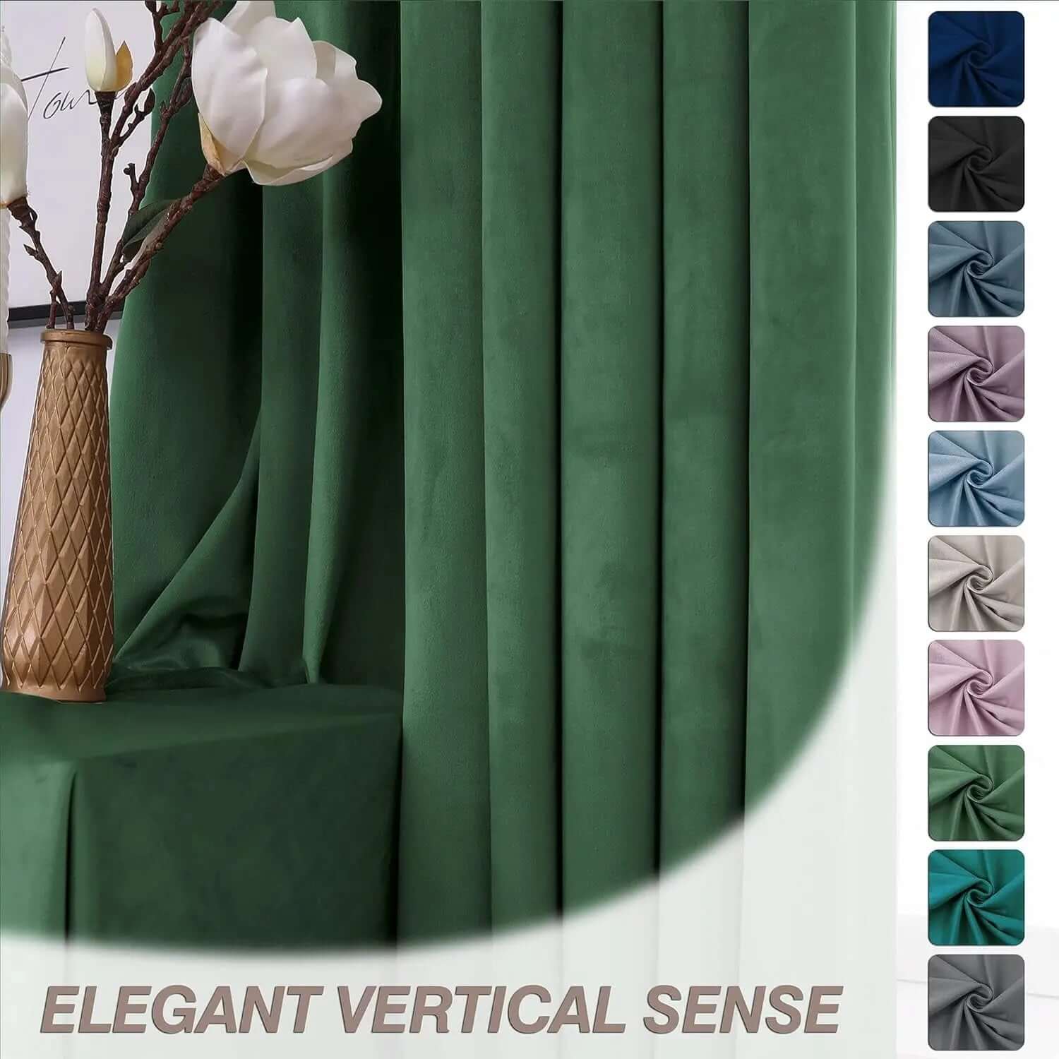 Elegant Green Velvet Blackout Curtains - 84-Inch Thermal Insulated Drapes for Bedroom and Living Room Decor, Grommet Top, Single Panel-Allen Cozy Haven Store