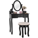 Elegant Vanity Makeup Table Set with Padded Stool and Storage Drawers for Bedroom Furniture-Allen Cozy Haven Store