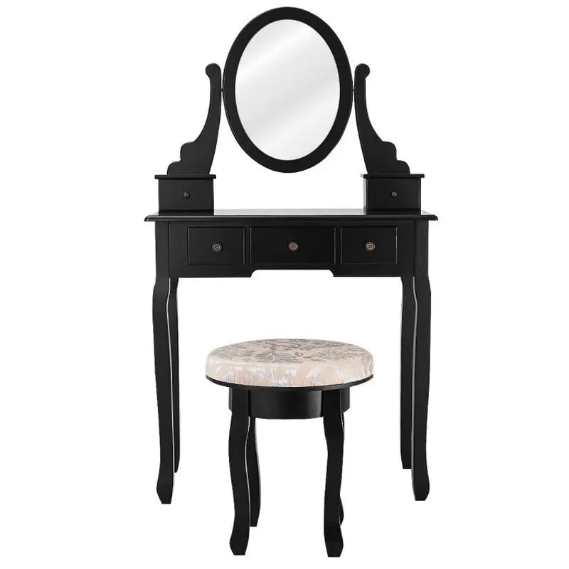 Elegant Vanity Makeup Table Set with Padded Stool and Storage Drawers for Bedroom Furniture-Allen Cozy Haven Store