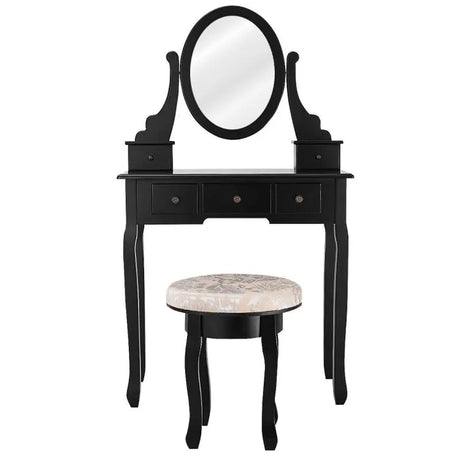 Elegant Vanity Makeup Table Set with Padded Stool and Storage Drawers for Bedroom Furniture-Allen Cozy Haven Store